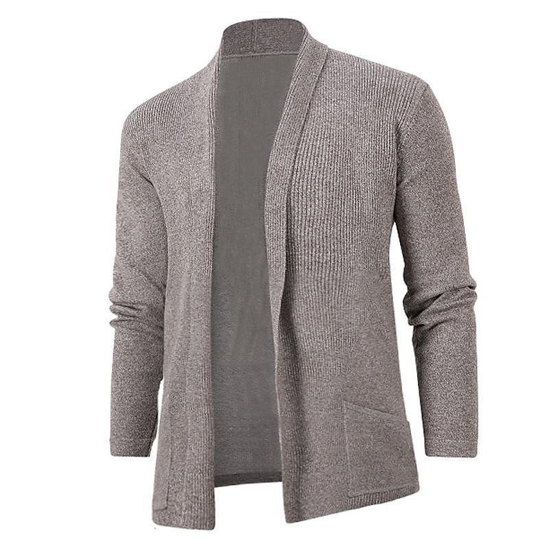 Herren Pullover Strickjacke Gerippt Stricken Strick Feste Farbe Hemdkragen Basic Stilvoll Täglich Festtage Bekleidung Winter Herbst Schwarz Wein M L XL 2025 - $25.99 –P5