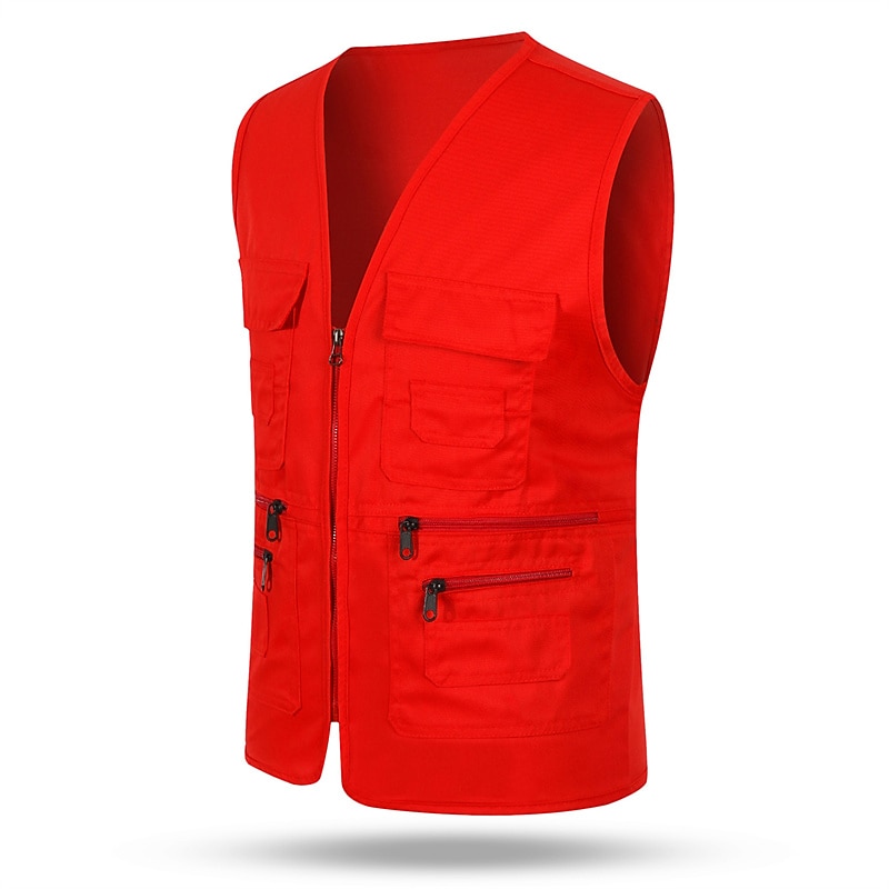 Herr Väst Gilet Fiskeväst Vandringsväst Ärmlös väst Gilet Jacka Utomhus Helgdag Streetwear Elegant och modernt Sommar Vår Ficka Snabbtorkande Polyester Andningsfunktion Ren färg Dragkedja V-hals 2025 - $20.99 –P4