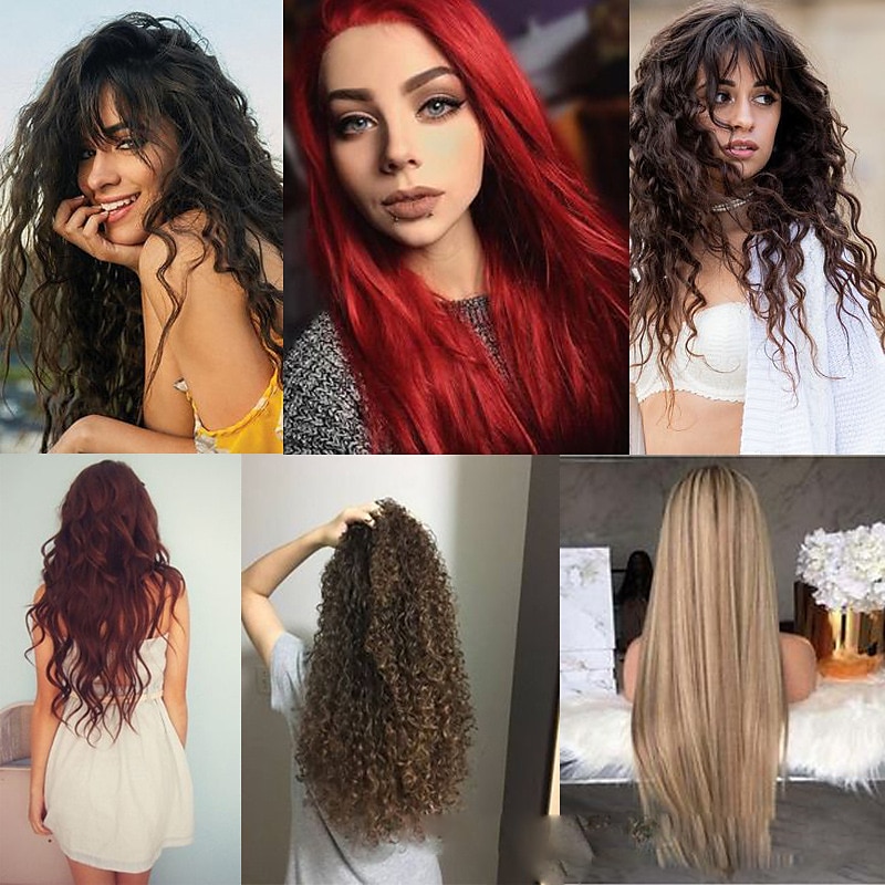 Curly Synthetic Hair 22 inch Hair Extension Fishing Line Hair 1pc / pack Adjustable Women's Girls' 2025 - $12.49 –P1