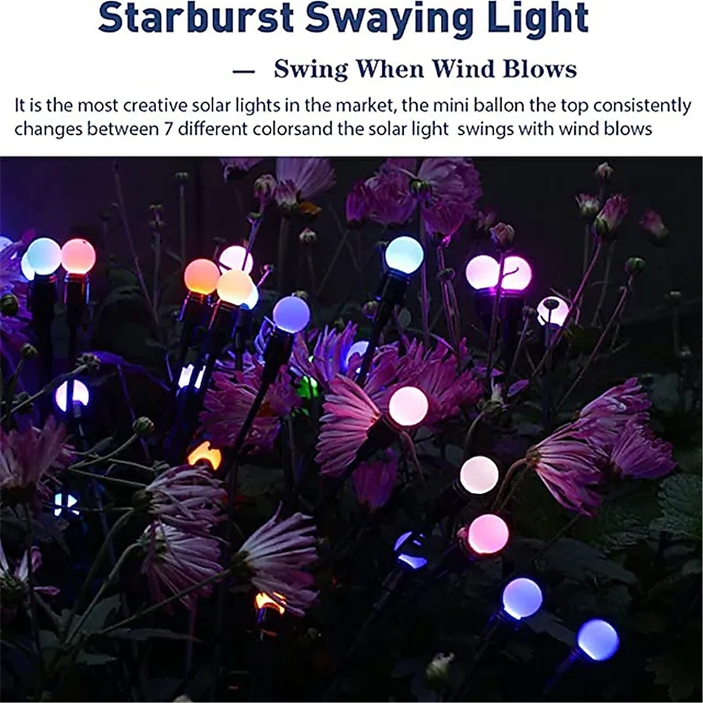 2pcs Solar Garden Lights Starburst Swaying Update Lights 10leds Solar LED Light Outdoor Garden Lights Firework Firefly Swaying Light Landscape Lighting for Yard Pathway Lawn Garden Decoration 2026 - $15.99 –P7