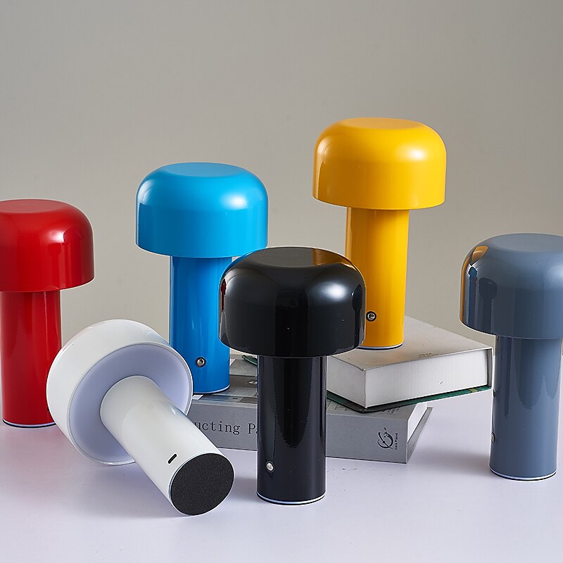 bordlampe bærbar italiensk sopp trådløs touch oppladbar nattlampe usb bordlampe skrivebordsdekorasjon soverom nattlampe 2025 - $58.99 –P4