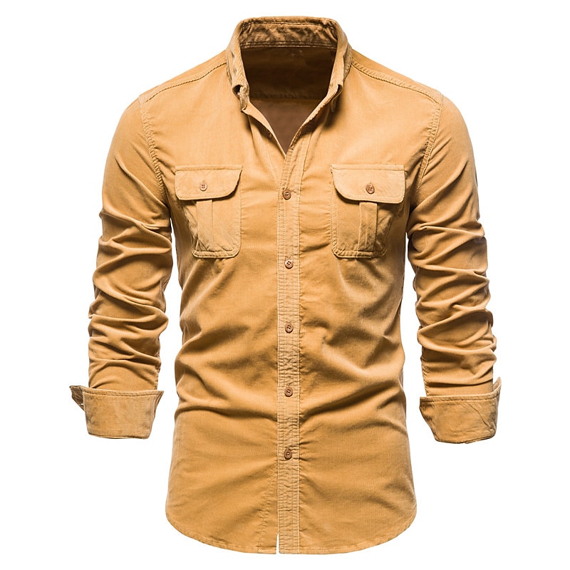 Herr Skjorta Sommarskjorta Manchesterskjorta Knapp upp skjorta Blå Brun Grön Grå Långärmad Slät Nedvikt Ledigt Dagligen Button-Down Kläder Bomull Mode Streetwear Klassisk 2025 - $35.99 –P6