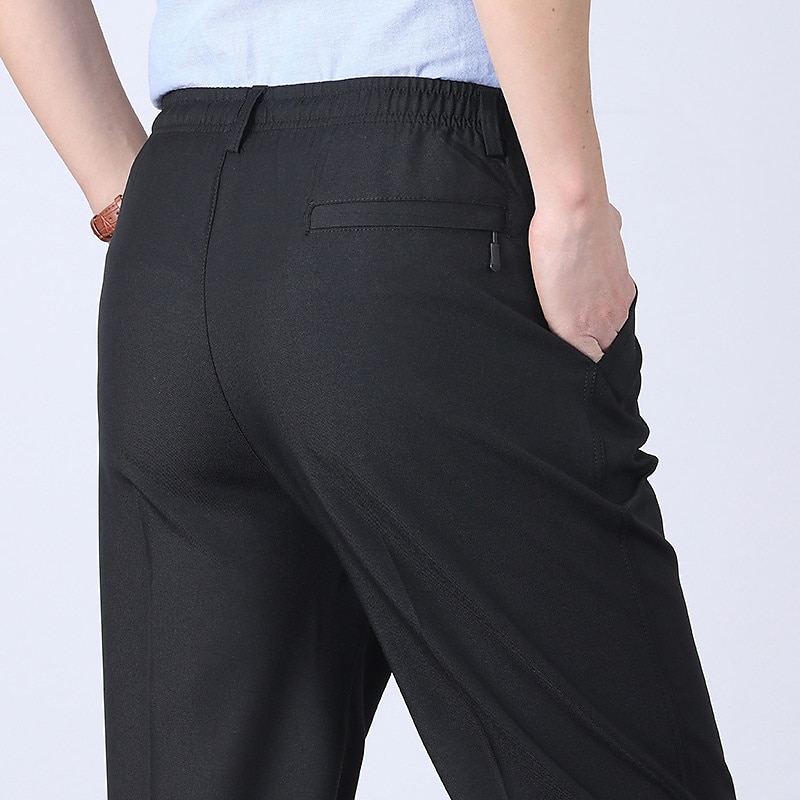 Herren Anzughosen Hose Hosen Chinesisch Chino Elastische Taille Glatt Komfort Atmungsaktiv Hochzeit Geschäft Casual Modisch Klassisch Schwarz Staubiges Blau Hoher Taillenbund elastisch 2025 - $16.49 –P6