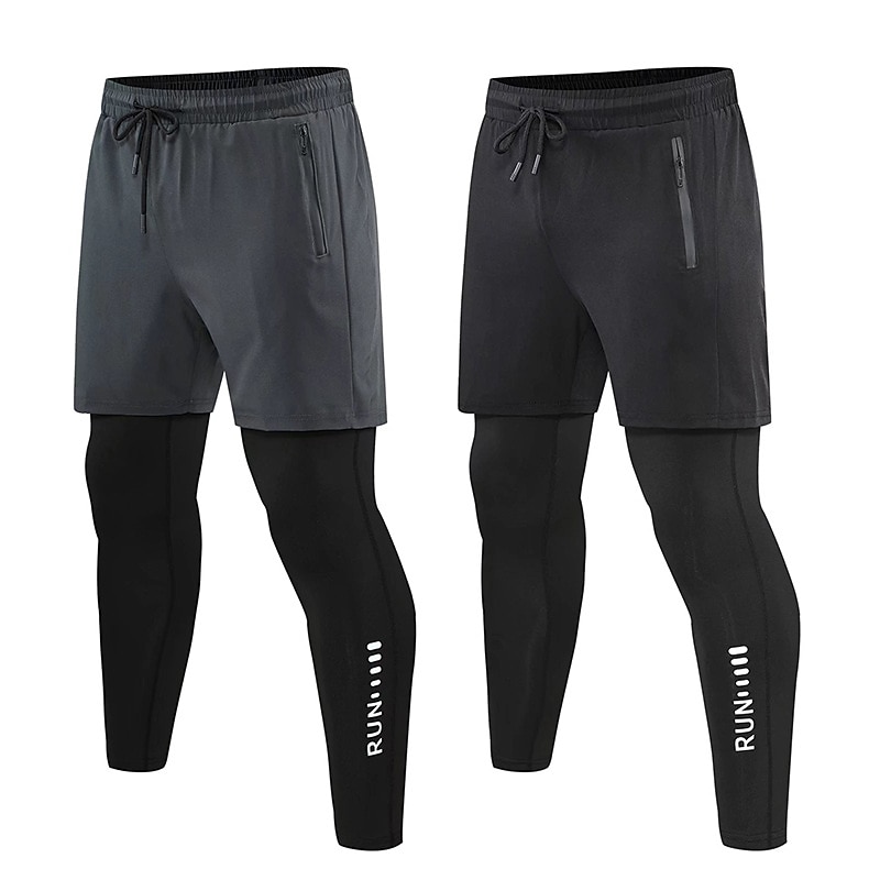 Homme Pantalon de compression Collant Short Cordon 2 en 1 Sous Vêtement Athlétique Athleisure Spandex Respirable Séchage rapide Evacuation de l'humidité Aptitude Exercice Physique Fonctionnement de 2025 ? $22.39 –P1