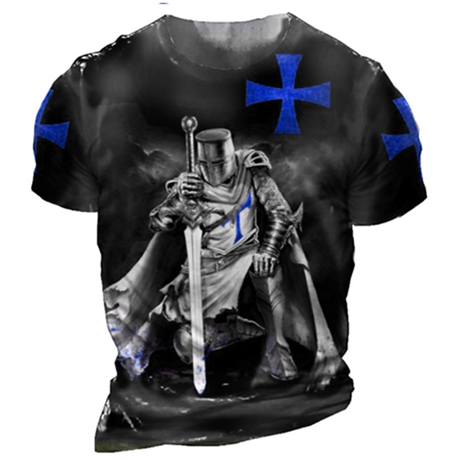 Męskie Dla obu płci Krzyż templariuszy Wzory graficzne Soldier Podkoszulek przetarta koszulka Krótki rękaw Podkoszulek Druk 3D Półgolf Koszula Sport Designerskie Codzienny Na zewnątrz Ulica Codzienny 2025 - $8.99 –P3