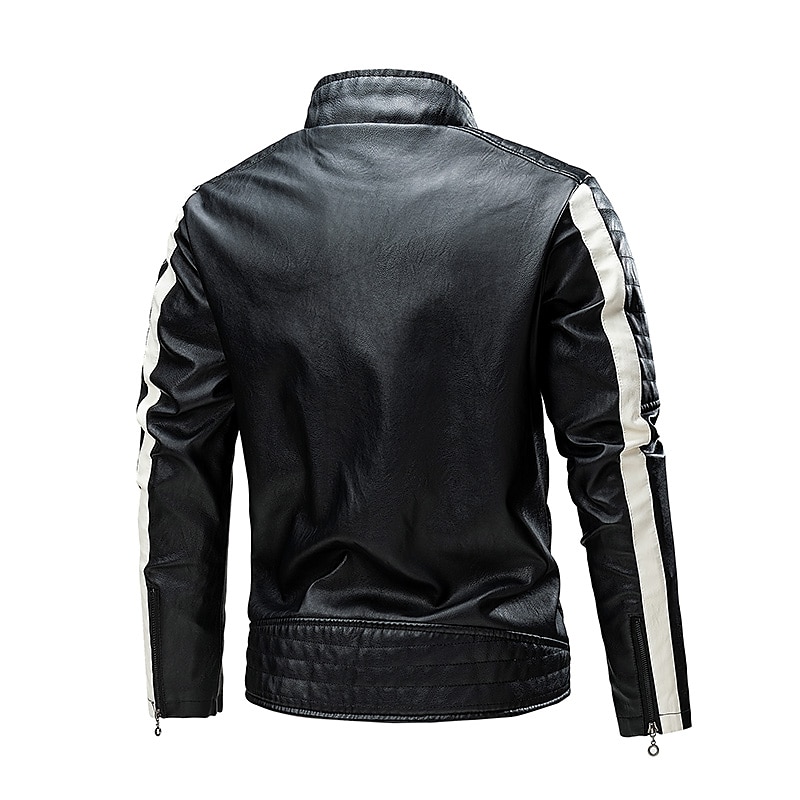 Homens Blusão de couro falso Jaqueta de Transição Jaqueta de motociclista Jaqueta de Motocicleta Diário Motocicletas Térmico / Quente Á Prova-de-Chuva Zip Completo Outono Cores Variadas Simples de 2025 por $59.99 –P4