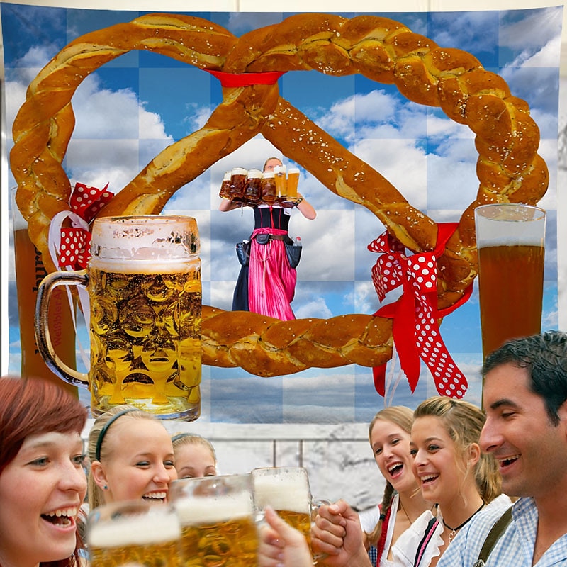 oktoberfest juhlaseinä tapetti taide sisustus huopa verho riippuva koti makuuhuone olohuone sisustus polyesteri olut saksalainen baijerilainen 2025 - $12.99 –P7