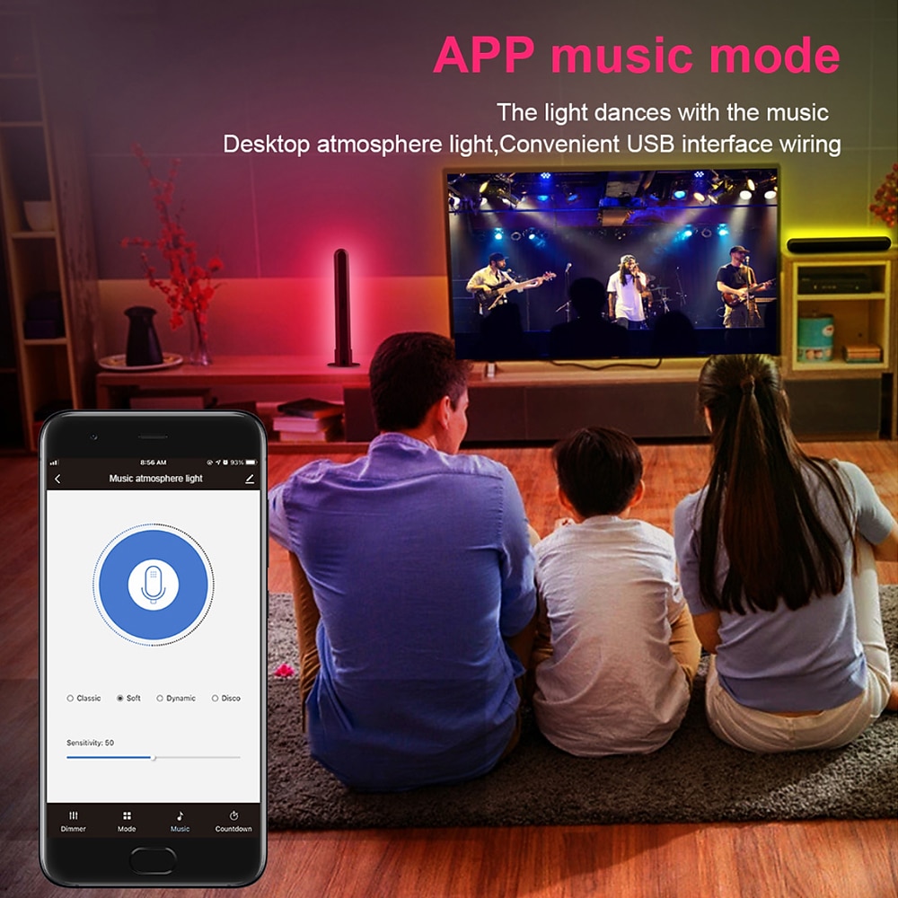 Bluetooth APP WiFi светодиодная умная лампа Лента RGB Атмосферное освещение Музыкальная синхронизация 12 режимов TV Wall Компьютерная игровая комната Декоративный ночник 2025 - $62.99 –P6