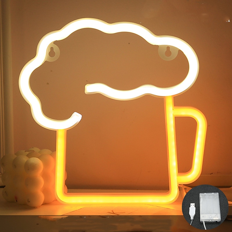 olut neonkyltit vaaleankeltainen valkoiset neonvalot seinäsisustus miehelle luolabaari yökerho rantakauppa design loma juhla juhlasisustus usb &akkukäyttöinen( 2025 - $23.99 –P6