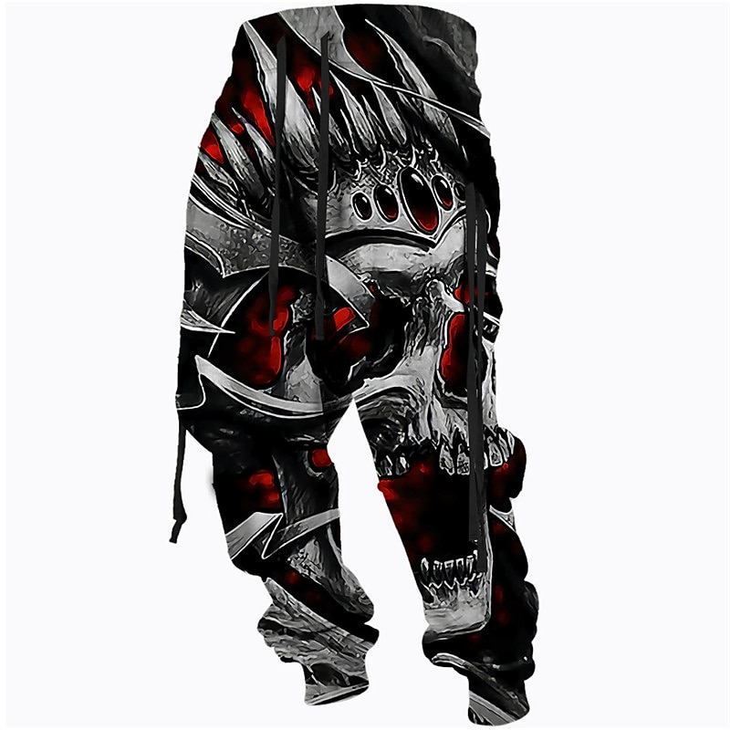 Homens Calças Esportivas Corredor Calças Com Cordão Bolsos laterais Cintura elástica Caveiras Estampas Abstratas Conforto Respirável Esportes Casual Diário Misto de Algodão Felpudo Roupa de rua de 2025 por $25.99 –P1