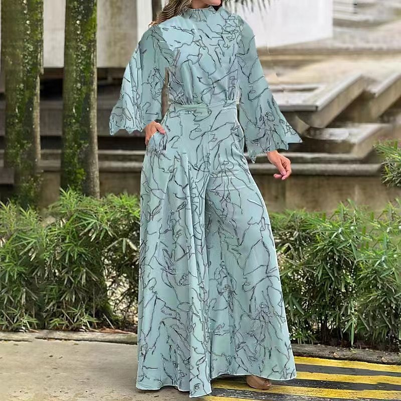 Women's Normal Jumpsuit Streetwear Floral Long Sleeve Stand Collar Pocket Print Daily Holiday Regular Fit Black White Pink Fall 2025 - $35.99 –P5