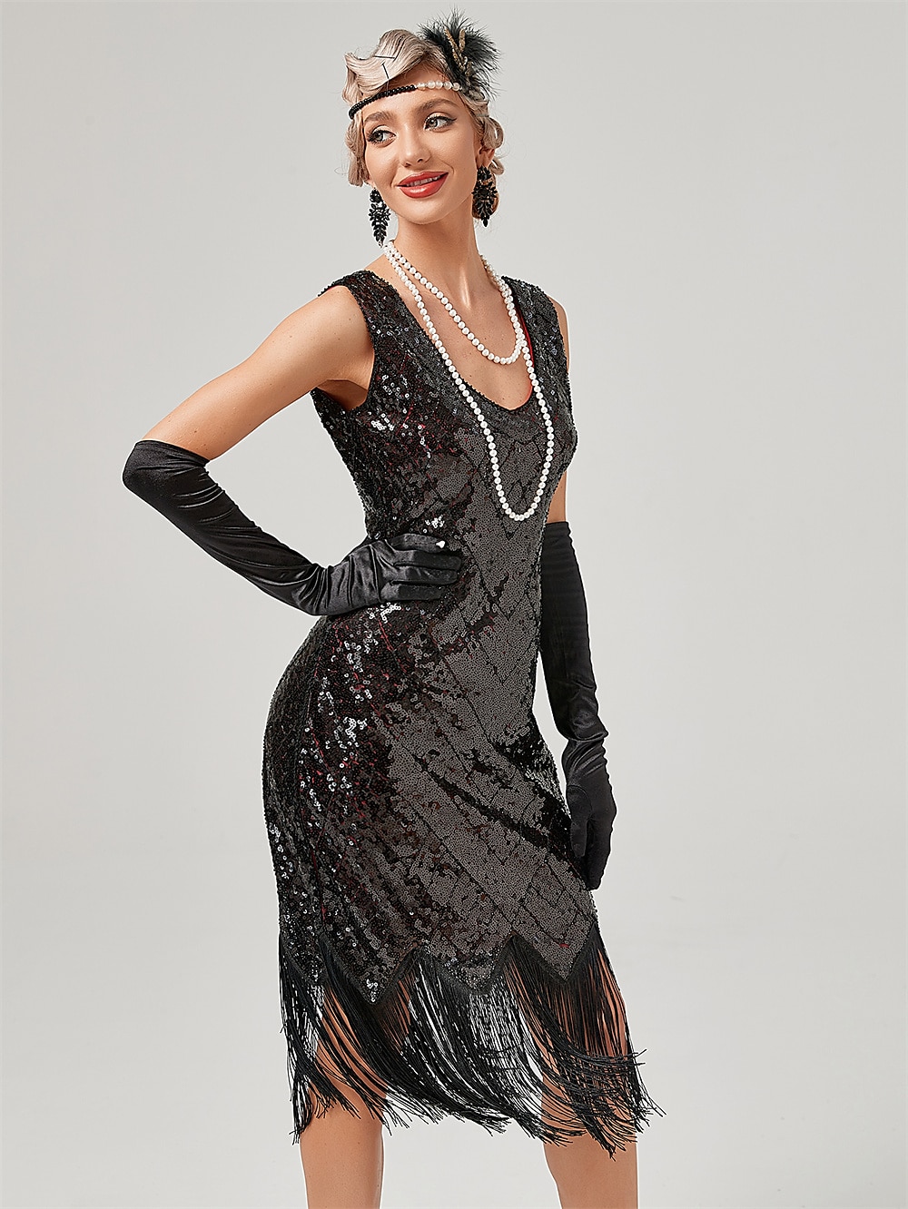 Roaring 20s 1920s Cocktail Dress Flapper Dress Dress Masquerade Normal The Great Gatsby Charleston Wedding Guest Sequins Tassel Fringe Women's Halloween Carnival Masquerade Carnival Wedding Wedding 2025 - $42.99 –P10
