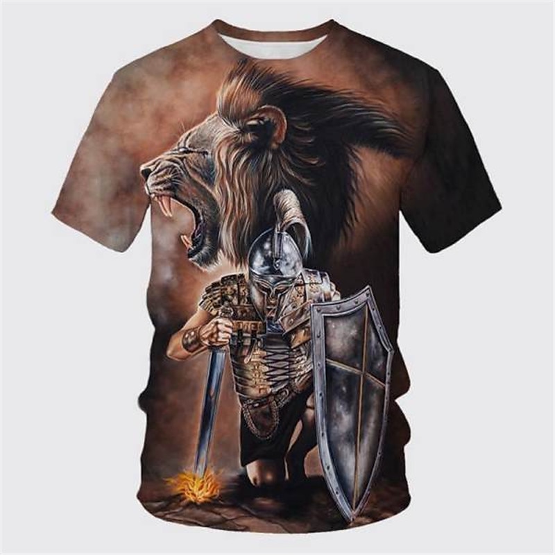 Men's Templar Cross Graphic Prints Soldier T Shirt Christian T Shirts Short Sleeve T shirt 3D Print Crew Neck Shirt Vintage Sports Designer Outdoor Street Daily Black / Gray Black White Summer 2025 - $17.99 –P9