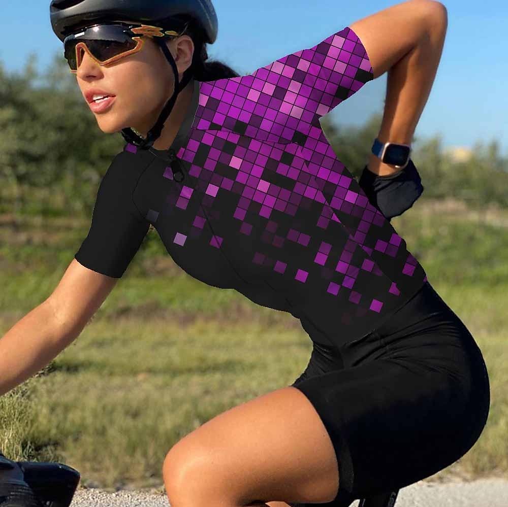 Femmes Maillot de cyclisme Géométrique Manche Courte Cyclisme Maillot Top avec 3 poches arrière VTT Vélo tout terrain Cyclisme sur route Séchage Rapide Bandes réfléchissantes Poche Arrière Évacuation de 2025 ? $28.99 –P6