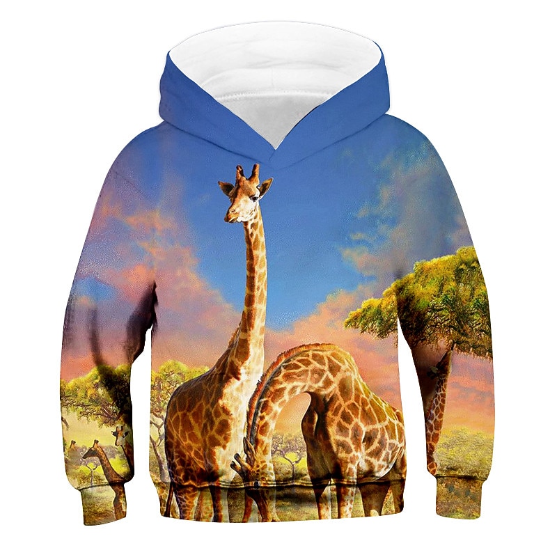 Pojkar 3D Djur Giraff Huvtröja Långärmad 3D-tryck Höst Vinter Aktiv Sport Mode Polyester Barn 3-13 år Utomhus Dagligen Inomhus Normal 2025 - $17.49 –P6