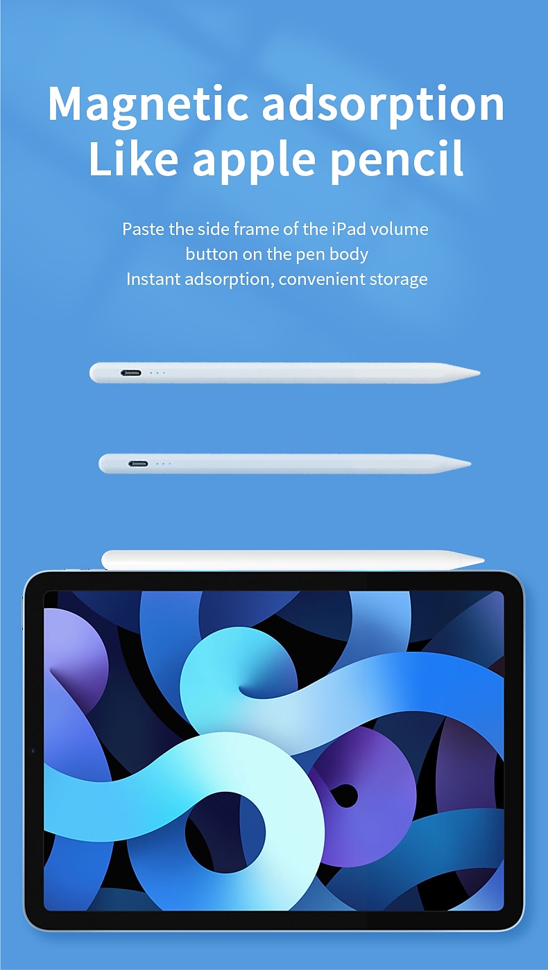 стилус для apple ipad pro/air полностью заряжает этот стилус для ipad за 15 минут, предназначен для Apple Pencil с чувствительностью наклона, отталкиванием ладони и магнитами 2025 - $29.99 –P5