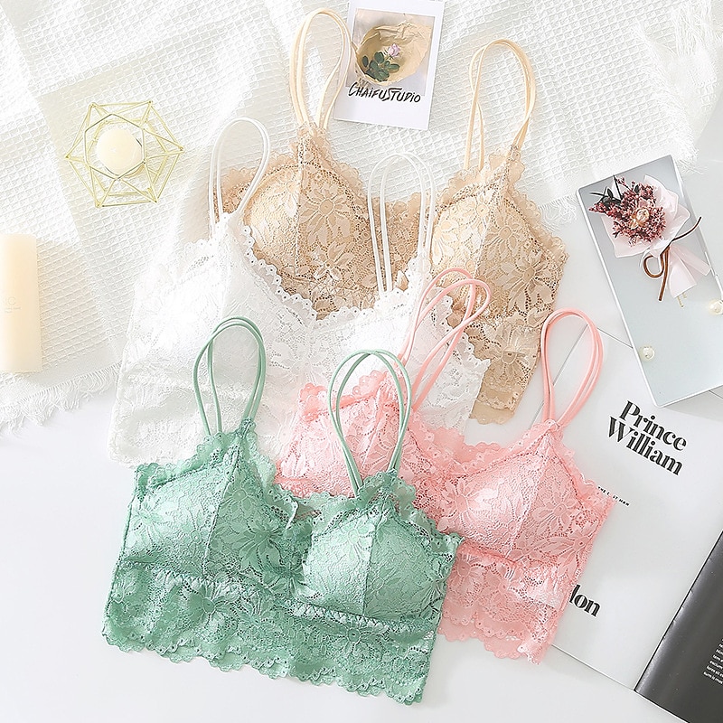 Women's Lace Bras Sheer Bras 3/4 Cup V Neck Push Up Lace Pure Color Pull-On Closure Date Valentine's Day Casual Daily Nylon Sexy 1PC White Black / Bras & Bralettes / 1 PC Home Outfits 2025 - $12.99 –P3