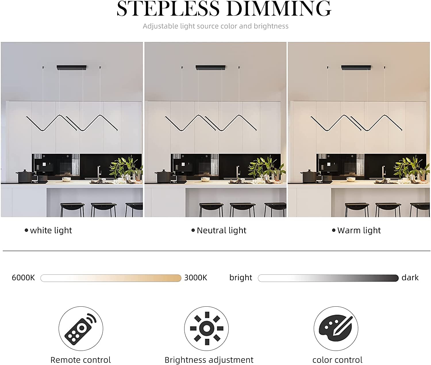 LED Pendant Light 90 cm Island Lights Dimmable Line Design Aluminum Stylish Minimalist Painted Finishes Nordic Style Dining Room Kitchen Lights 110-240V ONLY DIMMABLE WITH REMOTE CONTROL 2025 - $133.99 –P4