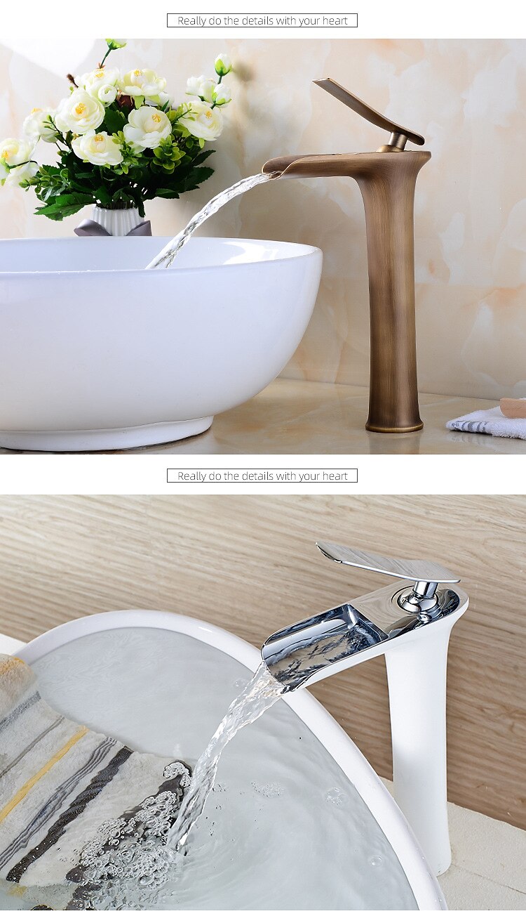 Bathroom Sink Faucet,Brass Waterfall Centerset Single Handle One Hole Bath Taps 2025 - $121.99 –P3