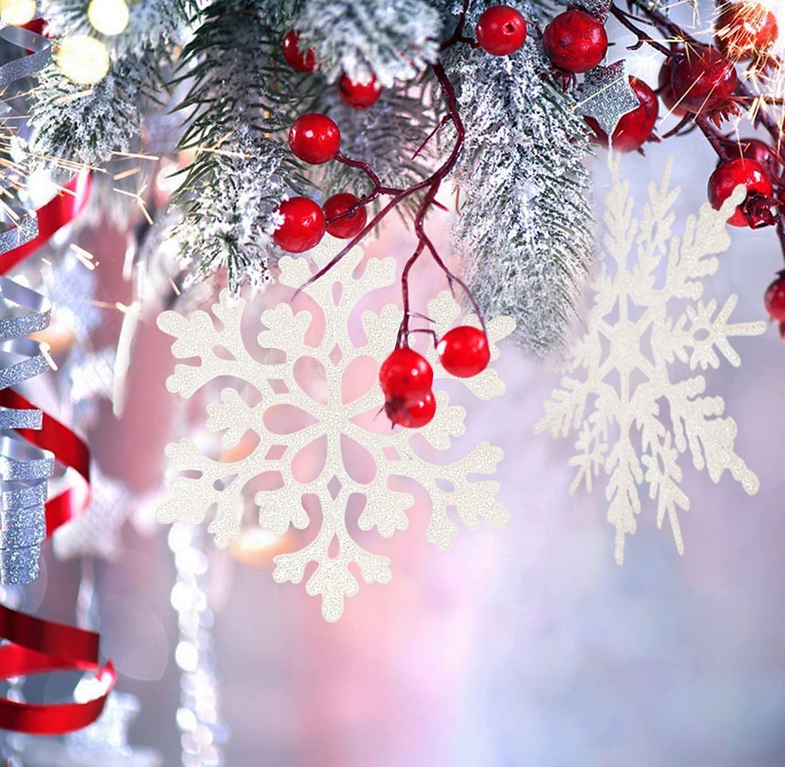 julesnøfnugg ornamenter sett xmas plast hengende snøflak til juletre dekorasjoner vinter eventyrland frossen bursdagsfest ferie hjemmeinnredning håndverk snøfnugg 2025 - $7.99 –P3
