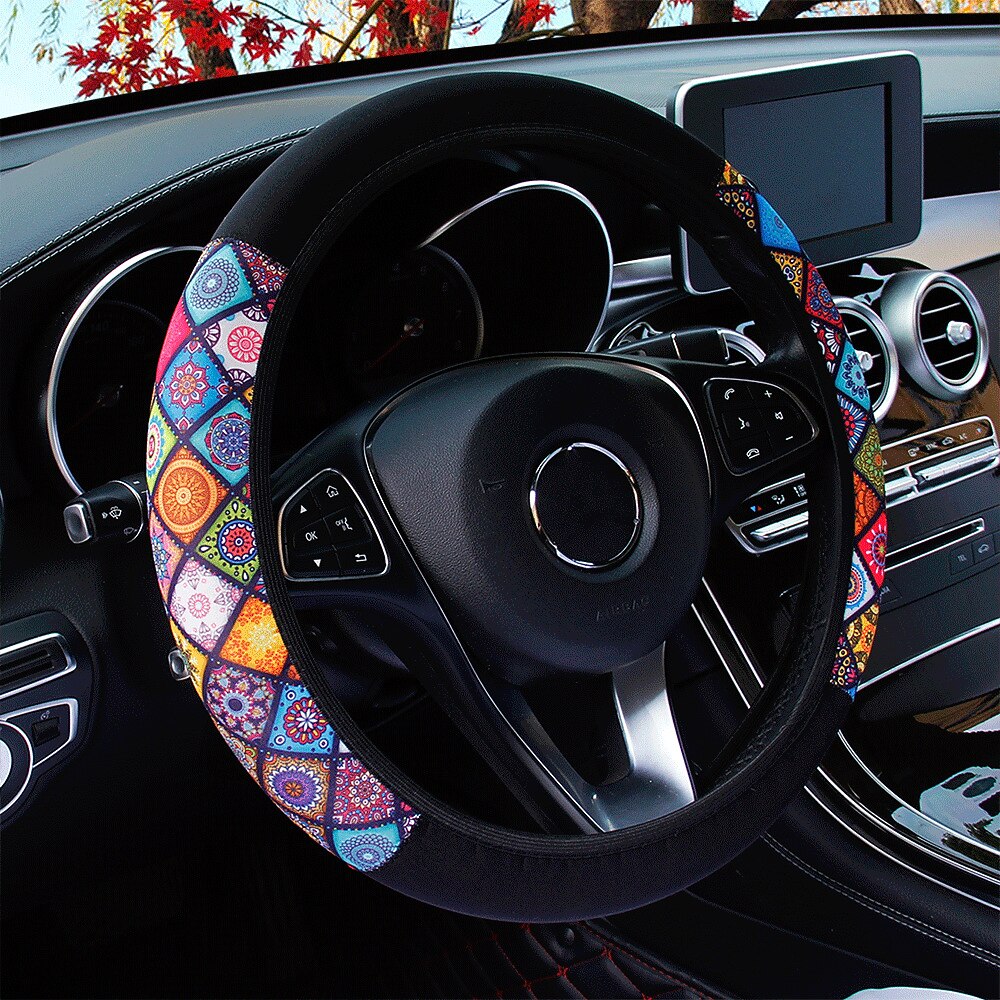 coprivolante elastico per auto stampa stile etnico antiscivolo car styling coprivolante per auto accessori interni auto 38 cm del 2025 a $13.99 –P2