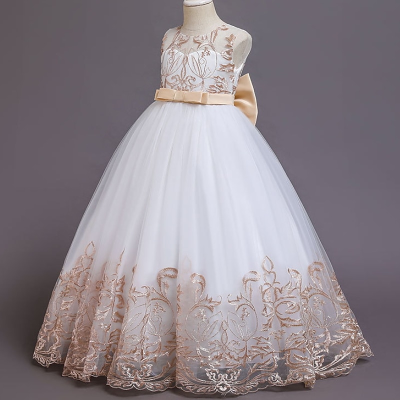 anniversary embroidered dress 1Oth Anniversary Dress "Dahlias and Parrots" in Pearl White