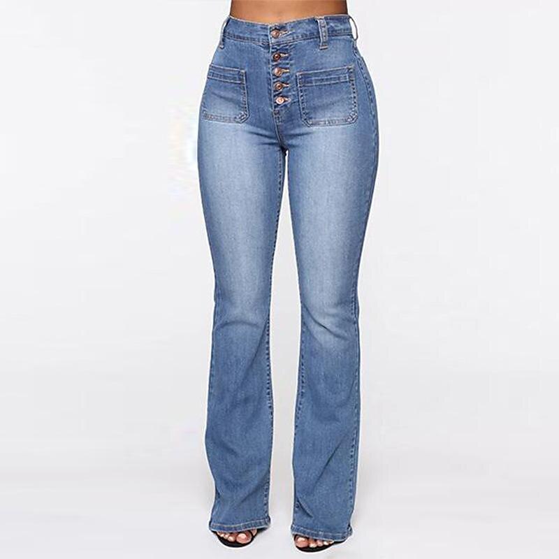 Women's Jeans Skinny Bootcut Full Length Denim Pocket High Cut Stretchy High Waist Fashion Office Casual Light Blue Dark Blue S M Autumn / Fall 2023 - US $29.99 –P1