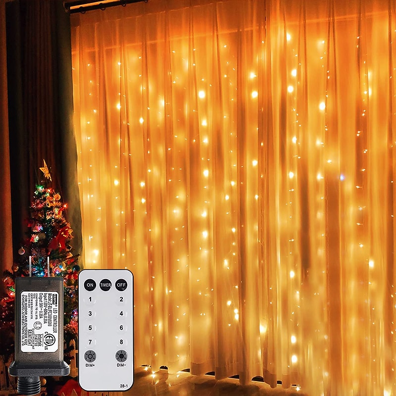 2025年 屋外クリスマスウィンドウライト 3x3m-300led プラグイン 8 モードカーテンライト 9 色リモートコントロールウィンドウ壁掛けライト クリスマスの装飾のための暖かい白 rgb 寝室の結婚式のパーティーガーデン屋内 コレクション – $38.99 –P7