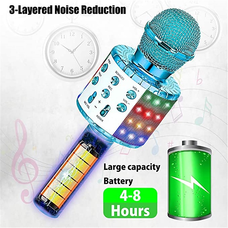 Karaoke Microfoon Draadloze Karaoke Microfoon met LED Licht voor Meisjes 3-12 Jaar oud Kerstcadeau Speelgoed 2026 - $29.99 –P5