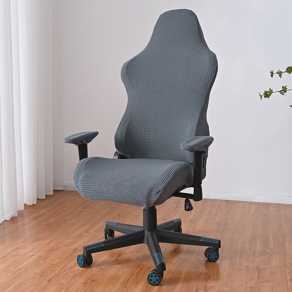 gespleten bureaustoelhoes gamingstoelhoezen bordeauxrood stretch wasbare computerstoelhoezen voor fauteuil, draaistoel, gamingstoel, computerbaasstoel 2025 - $26.99 –P3