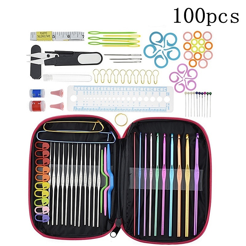100 Uds ganchos de ganchillo de aluminio tejido artesanal suéter juego de agujas de coser 2025 - $10.99 –P1