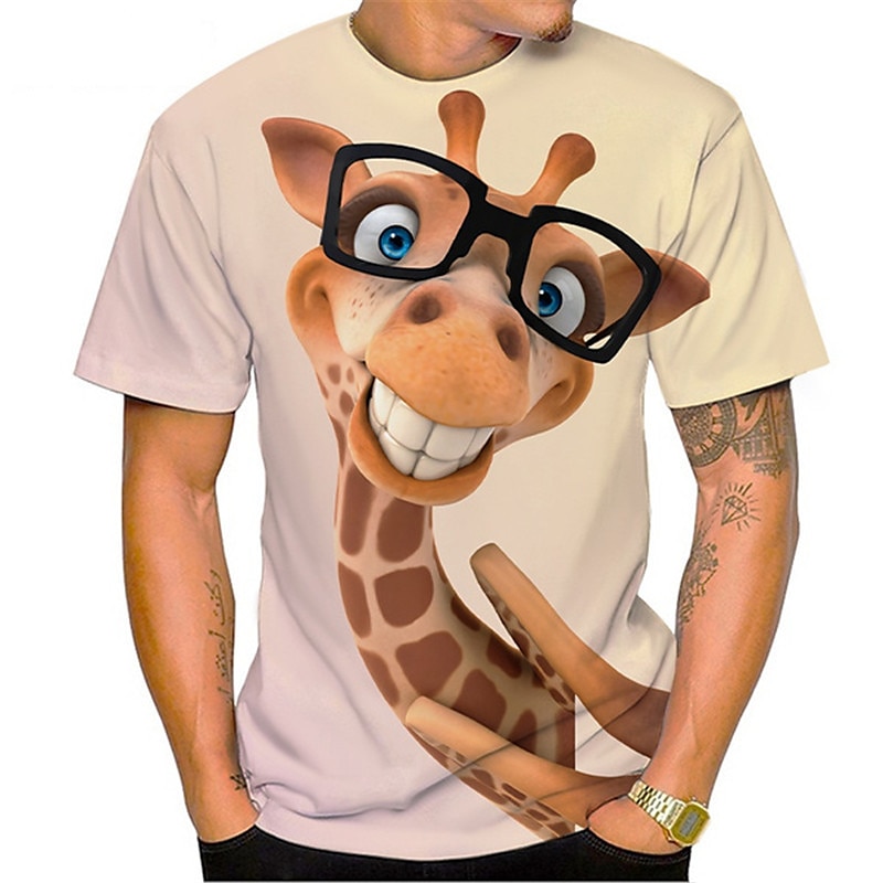 Bărbați Unisex Animal Girafă Imprimeu Grafic Tricou Tricouri amuzante Manșon scurt Tricou Tipărire 3D Stil Nautic Cămașă Sport Designer Casual În aer liber Stradă Zilnic Galben Mov Portocaliu Vară 2025 - $17.99 –P2