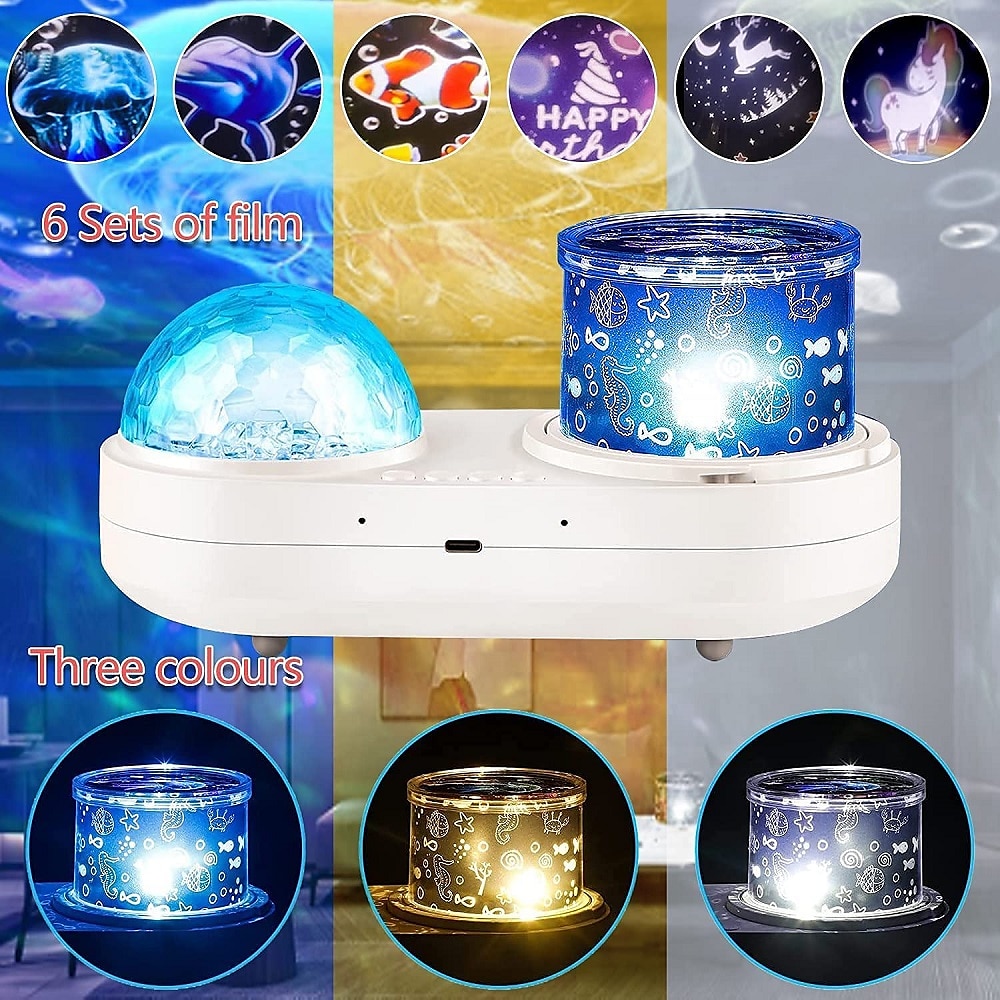 3D Galaxy Ocean Projector Kids Night Lights 12 Pieces Themed Movie Unicorn  Star Projector Lights Bedroom Decoration Rotary Ideal Gift 2024 - $31.99
