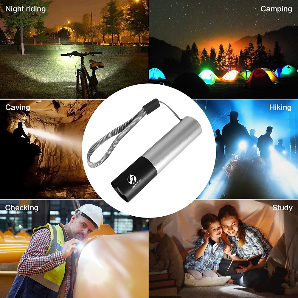 2 packs mini led-zaklamp usb oplaadbaar 3 verlichtingsmodi waterdichte zaklamp telescopische zoom stijlvol draagbaar pak voor nachtverlichting 2025 - $13.49 –P13