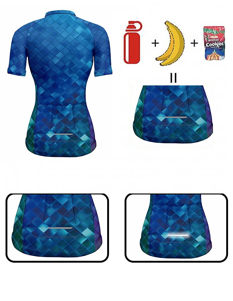 Damen Radtrikot Geometrisch Kurzarm Fahhrad Trikot Oberteil mit 3 Gesäßtaschen Mountainbike MTB Straßenradsport Schnelltrocknend Reflektierende Streifen Rückentasche Feuchtigkeitsableitend Sport Rot 2026 - $30.99 –P4