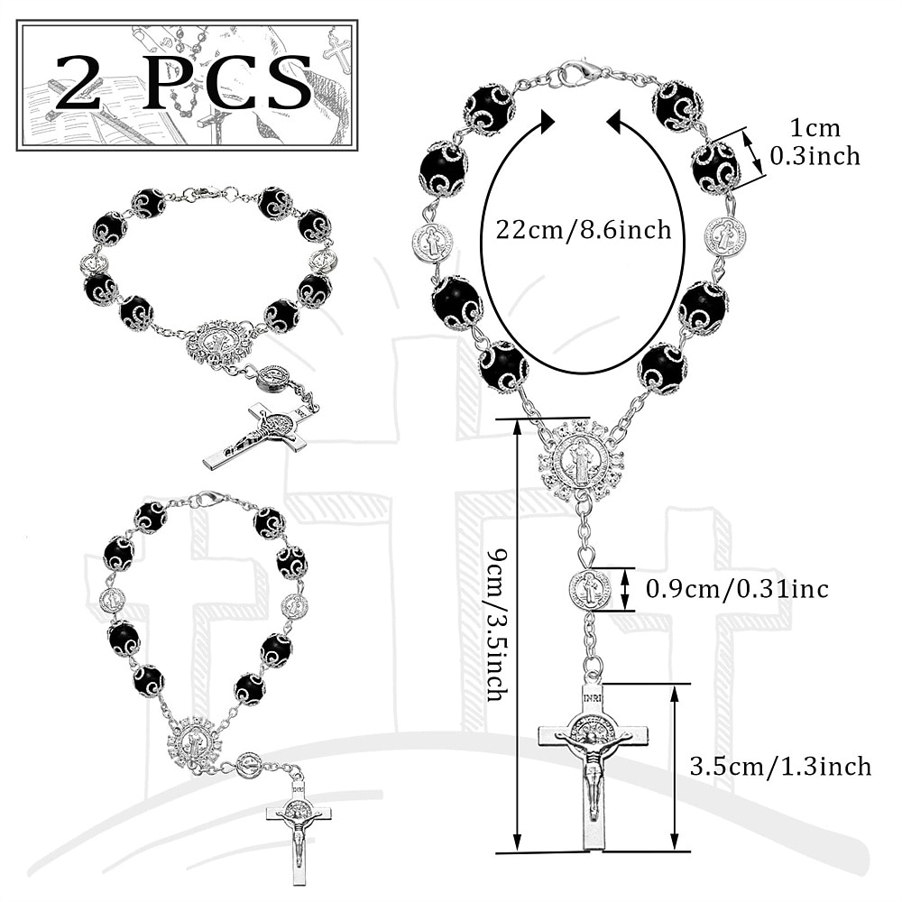 Car Rosary 2 Pcs Rearview Mirror Auto Rosary Hanging Personalized Car Cross Blessing Catholic Car Medal for Truck Bike Motorcycle Car Mirror Hanging Accessories Decors 2026 - $12.99 –P2