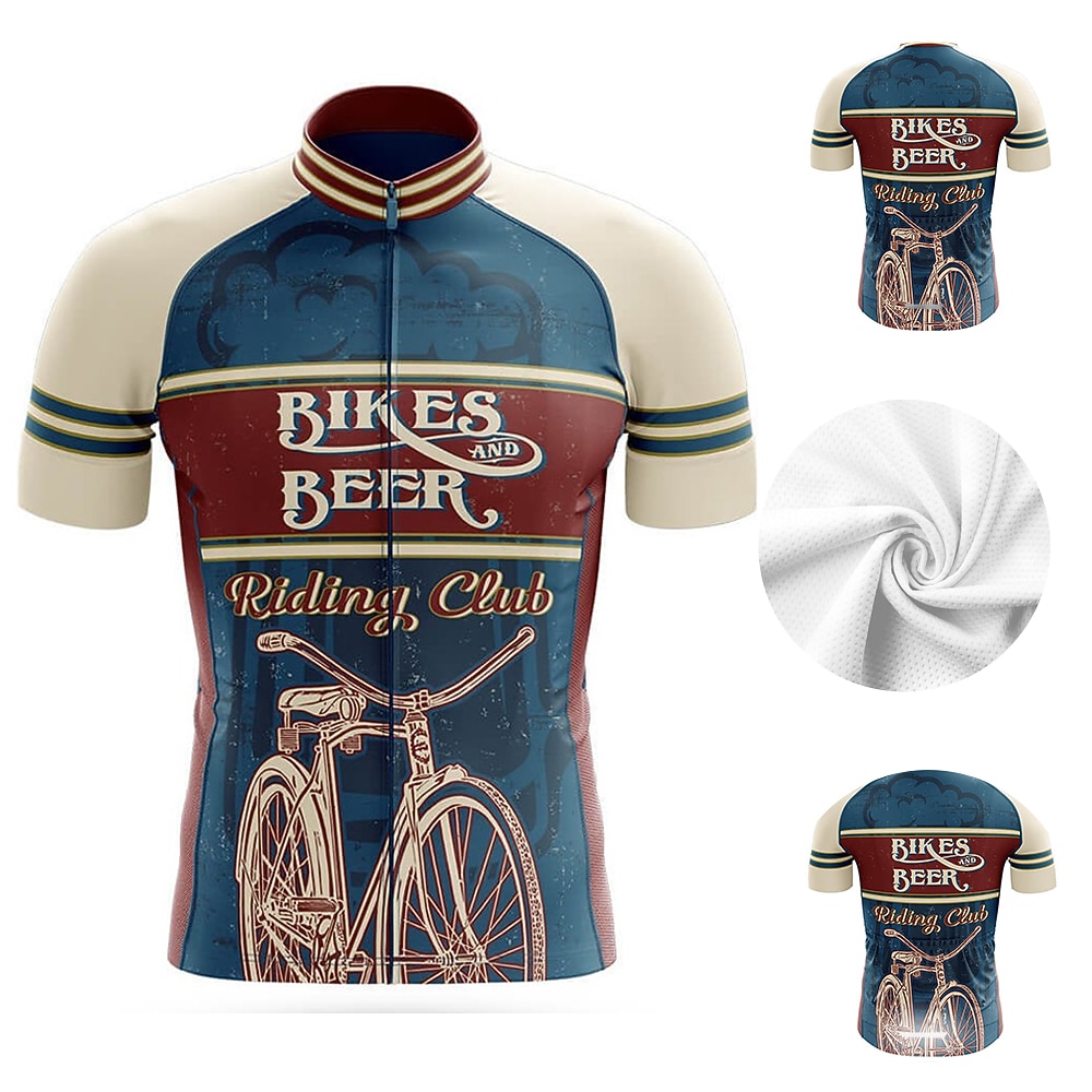 Men's Cycling Jersey Beer Short Sleeve Bike Top with 3 Rear Pockets ...