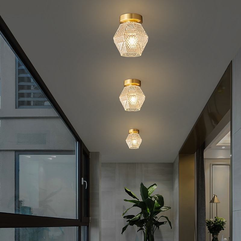 Mini lámpara de techo de montaje empotrado, cristal cerca de las luces del techo, luces de pasillo Lámparas de techo de montaje empotrado de cristal Candelabro de techo dorado (sin bombilla) 2025 - $162.99 –P11