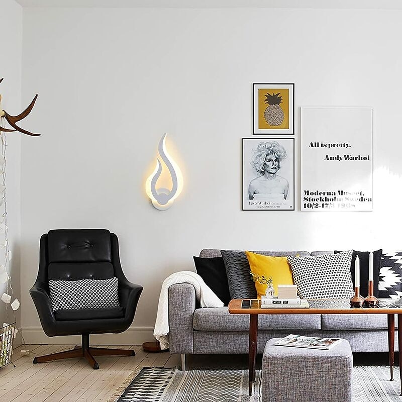 Lightinthebox Lámparas de pared LED de 1 luz de 31 cm, apliques de pared con diseño en forma de fuego, tiendas/cafeterías de estilo minimalista moderno, aplique de acrílico genérico 10w ip44 2025 - $42.99 –P6