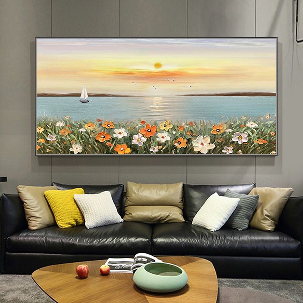 Mintura hecho a mano textura gruesa flores paisaje pintura al óleo sobre lienzo arte de la pared decoración cuadro abstracto moderno para la decoración del hogar enrollado sin marco pintura sin 2025 - $77.99 –P3
