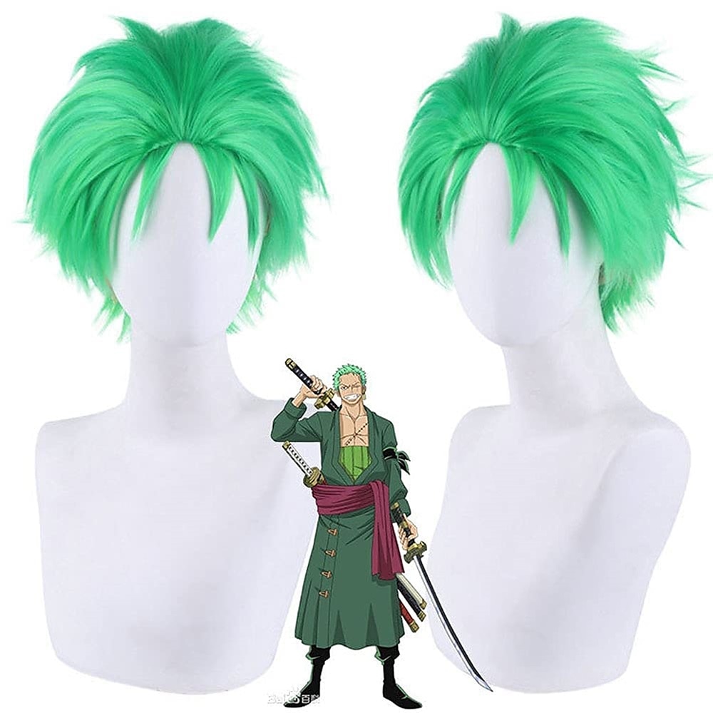un pezzo roronoa zoro parrucche breve roronoa zoro un pezzo parrucche verde cosplay capelli sintetici anime del partito sintetico di halloween del 2025 a $23.99 –P6