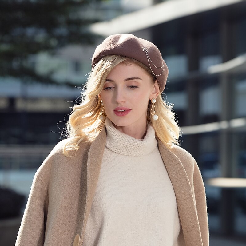 Hüte 100% Wolle Baskenmütze Fischerhut Party / Abend Casual Modisch Elegant Mit Sanft Pure Farbe Kopfschmuck Kopfbedeckung 2025 - $25.99 –P7