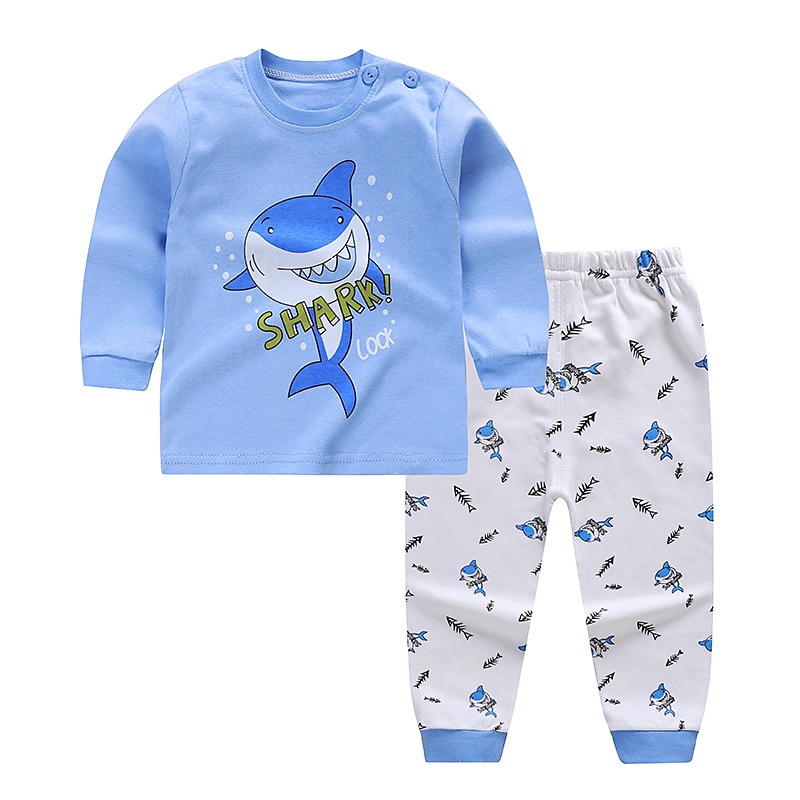 unisex hoodie för barn & byxa kläder set 2 delar långärmad mörkblå tecknad djur bomull ledig komfort 2-6 år 2025 - $22.99 –P6