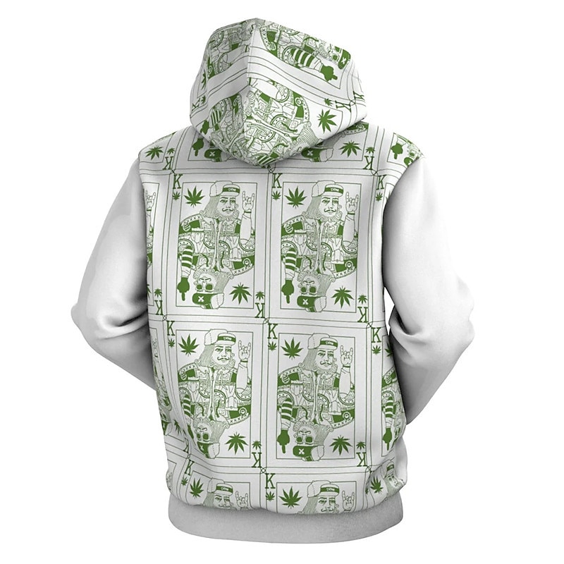 Herre Grafiske trykk Poker Hattetrøje Hettegensere Genser Gatemote Designer Langermet Med hette Daglig Sport Grønn Trykt mønster Vår & Vinter Designer 2025 - $31.99 –P2