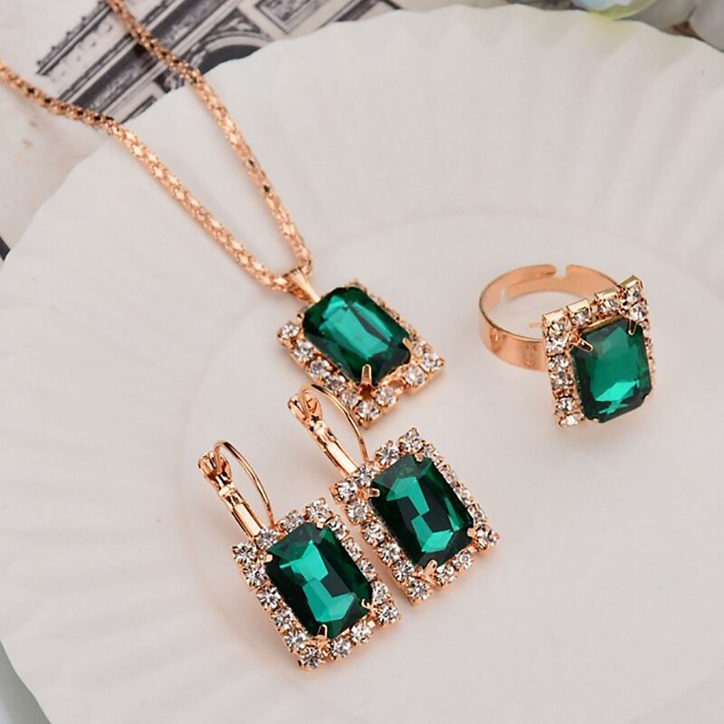 Cercei Rotunzi 3buc Ștras Aliaj Inele 1 Colier Cercei Pentru femei Elegant Epocă Modă Geometric Geometric Shape Set de bijuterii Pentru Petrecere Stradă Zilnic 2025 - $6.99 –P1