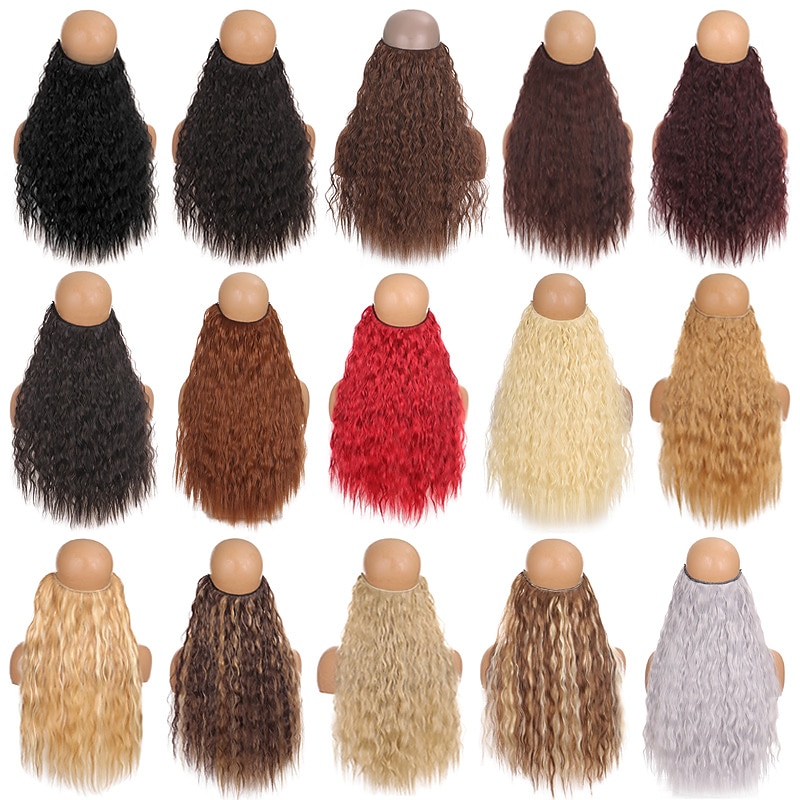 Curly Synthetic Hair 22 inch Hair Extension Fishing Line Hair 1pc / pack Adjustable Women's Girls' 2025 - $12.49 –P7