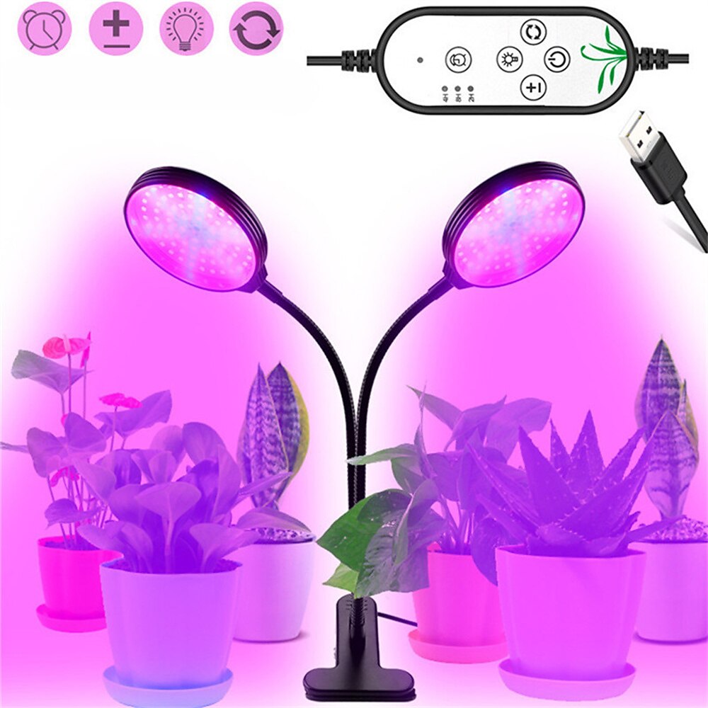 2025年 1/2 個成長ライト led フルスペクトル phytolamps usb 成長ライトとタイマー制御デスクトップクリップ phyto ランプ植物のための苗花成長ボックス  コレクション – $39.99 –P1