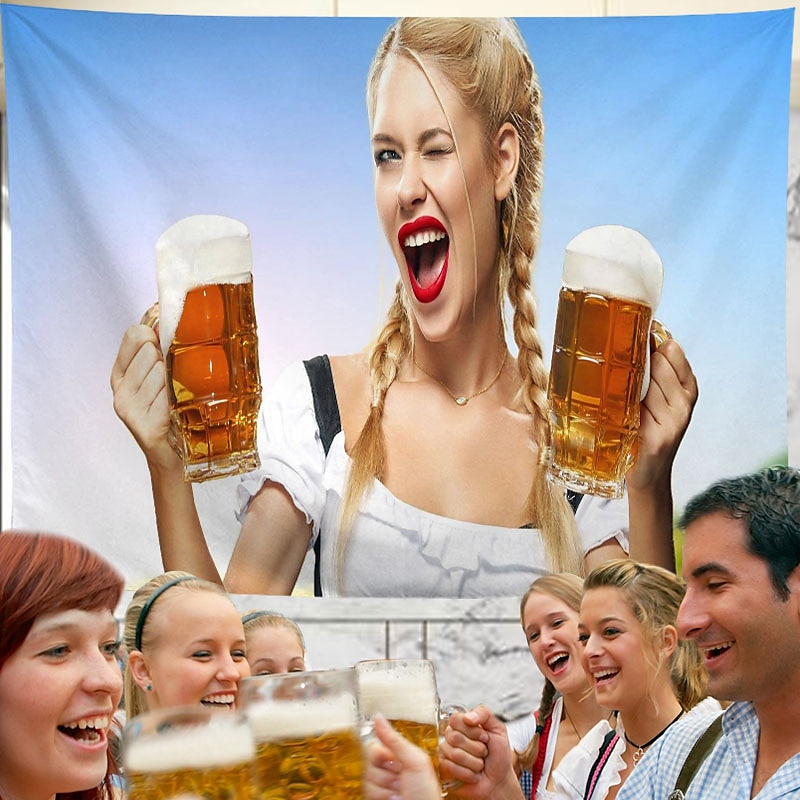 oktoberfest juhlaseinä tapetti taide sisustus huopa verho riippuva koti makuuhuone olohuone sisustus polyesteri olut saksalainen baijerilainen 2025 - $12.99 –P2