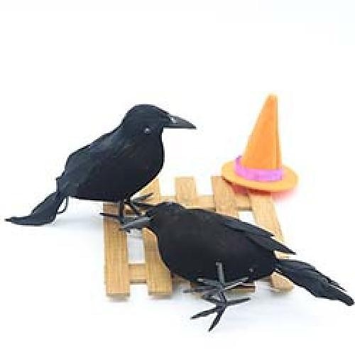 halloween cuervo negro accesorios simulación flocado cuervo fiesta suministros ornamento decoración 2025 - $6.49 –P11