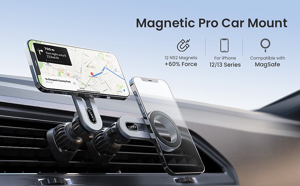 LISEN for MagSafe Car Mount, Green car Accessories, Car Phone Holders for  iPhone, [Easily Install] Hands